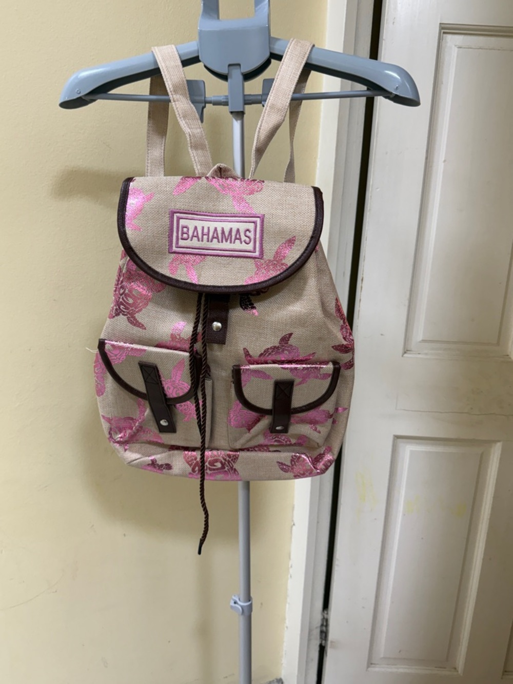 Bahamas Pink Patterned Canvas Backpack
